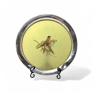 Stieff Pewter/fiberglass Tray with Robbins. Grace Gilmore. Green/silver